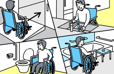 避難所で車椅子の方に配慮する